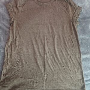 Heather Brown Tshirt With Rolled Sleeves